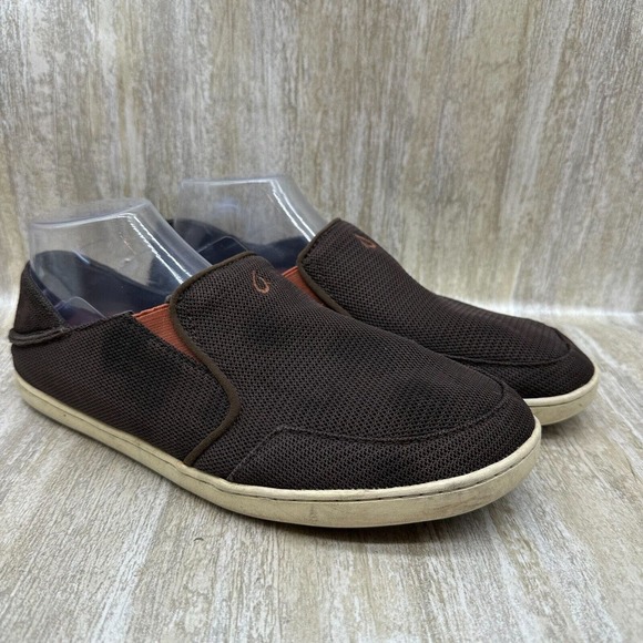 Olukai Shoes Mens 9.5 Nohea Mesh Comfort Slip On Loafer Brown Fabric Flats - Picture 2 of 12